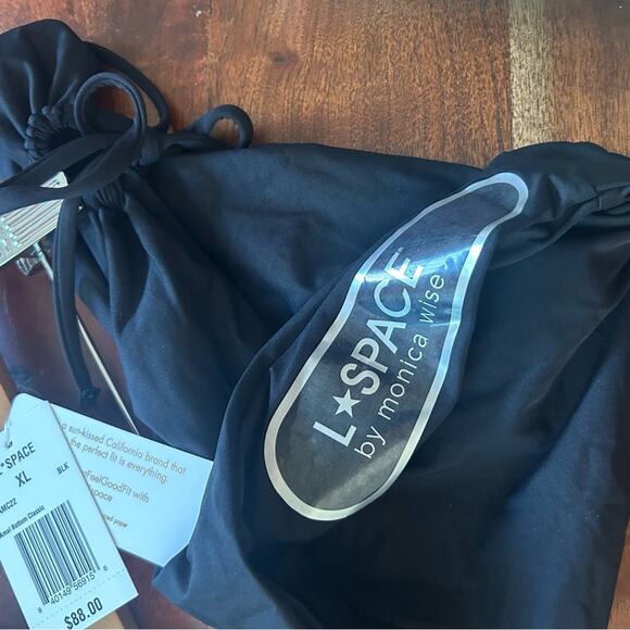 L*Space Amal Bottom Classic Black Bikini Swimsuit Bottom Keyhole NWT Size XL - Picture 7 of 8